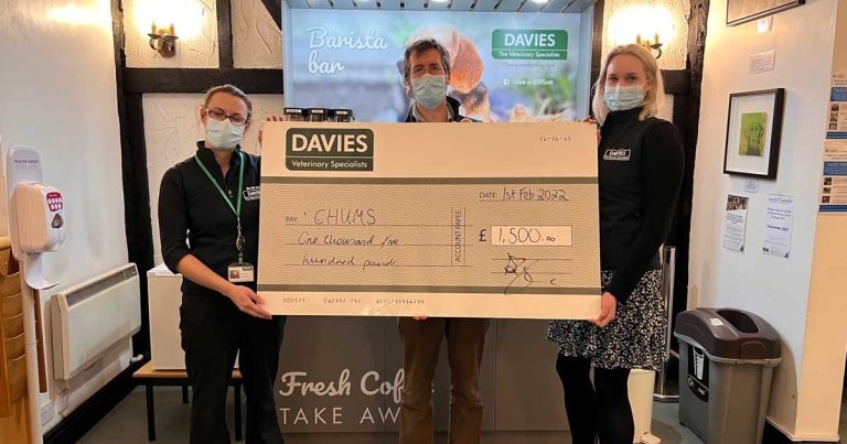 Davies Veterinary Specialists donates £1.5K from 2021 fund-raising efforts