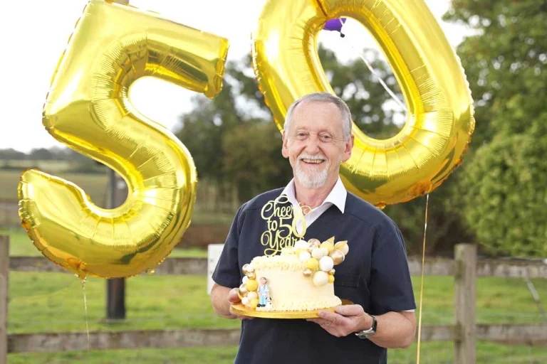 Vet Jerry celebrates 50 years in practice – thanks to calf